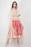 Buy_Jajaabor_Pink Silk Chanderi Anarkali And Pant Set_at_Aza_Fashions