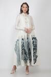 Buy_Jajaabor_White Silk Chanderi Anarkali And Pant Set_at_Aza_Fashions