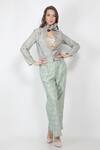 Buy_Jajaabor_Blue Silk Chanderi Jacket And Pant Set_at_Aza_Fashions