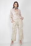 Buy_Jajaabor_White Silk Chanderi Jacket And Pant Set_at_Aza_Fashions