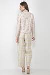 Shop_Jajaabor_White Silk Chanderi Jacket And Pant Set_at_Aza_Fashions
