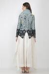 Shop_Jajaabor_Blue Silk Chanderi Jacket_at_Aza_Fashions