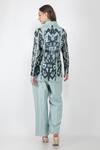 Shop_Jajaabor_Blue Silk Organza Jacket And Jumpsuit Set_at_Aza_Fashions