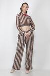 Buy_Jajaabor_Blue Silk Chanderi Striped Crop Top And Pant Set_at_Aza_Fashions