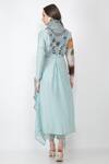 Shop_Jajaabor_Blue Silk Chanderi Angarkha Kurta And Pant Set_at_Aza_Fashions