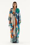 Buy_Rajdeep Ranawat_Multi Color Imama Silk Geometric Print Kaftan_at_Aza_Fashions