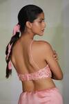 Shop_Deepthee_Pink Silk Hand Embroidered Saree With Blouse_at_Aza_Fashions