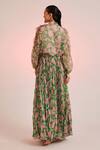 Shop_Pankaj & Nidhi_Green Chiffon Porta Pleated Maxi Dress_at_Aza_Fashions