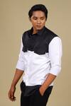 Buy_Hilo Design_White Cotton Satin Colorblock Shirt_at_Aza_Fashions