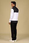 Shop_Hilo Design_White Cotton Satin Colorblock Shirt_at_Aza_Fashions