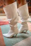 Buy_Tiesta_White Alizeh Kitten Heel Boots_at_Aza_Fashions