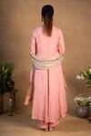 Shop_Pants and Pajamas_Pink Chanderi Ombre Zari Work Dupatta_at_Aza_Fashions