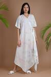 Buy_Chambray & Co._White Pure Cotton Ariel Shibori Dye Dress_at_Aza_Fashions