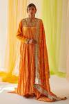 Buy_Priyanka Singh_Orange Cotton Zardozi Work Anarkali Set_at_Aza_Fashions