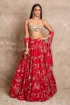 Buy_Arpita Mehta_Red Georgette Floral Print Skirt Set_at_Aza_Fashions
