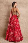 Shop_Arpita Mehta_Red Georgette Floral Print Skirt Set_at_Aza_Fashions