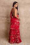 Shop_Arpita Mehta_Red Georgette Ruffle Pre-draped Saree Set_at_Aza_Fashions