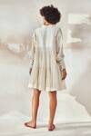 Shop_Kharakapas_White Mulmul Polka Embroidered Dress_at_Aza_Fashions