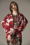 Buy_Alpona Designs_Pink Pure Satin Hibiscus Print Puff Sleeve Jacket_at_Aza_Fashions