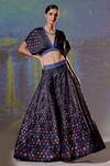 Buy_Rajdeep Ranawat_Black Dupion Leela Geometric Print Skirt Set_at_Aza_Fashions