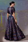 Shop_Rajdeep Ranawat_Black Dupion Leela Geometric Print Skirt Set_at_Aza_Fashions
