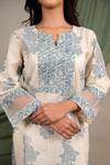 Shop_Priya Chaudhary_Blue Cotton Block Print Kurta_at_Aza_Fashions