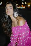 Shop_Kangana Trehan_Pink Pink Ruched Swarovski Crystal Dress_at_Aza_Fashions
