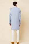 Shop_Spring Break_Blue Terry Rayon Mandarin Collar Sherwani Set_at_Aza_Fashions