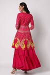 Shop_Leela by A_Pink Silk Peacock Embroidered Angarkha Set_at_Aza_Fashions