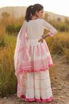 Shop_Bairaas_Pink Mulmul Hand Block Print Angrakha Sharara Set_at_Aza_Fashions