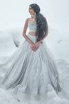 Buy_Sonaakshi Raaj_Silver Swiss Net Embellished Lehenga With Blouse_at_Aza_Fashions