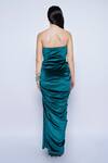 Shop_Sonaakshi Raaj_Blue Velvet Draped Gown_at_Aza_Fashions