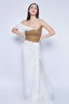 Buy_Sonaakshi Raaj_White Lycra Embellished Draped Gown_at_Aza_Fashions