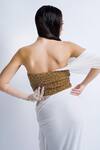 Shop_Sonaakshi Raaj_White Lycra Embellished Draped Gown_at_Aza_Fashions