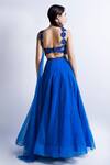 Shop_Sonaakshi Raaj_Blue Swiss Net Embellished Skirt With Draped Blouse_at_Aza_Fashions