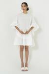 Buy_More Soul_White Cotton Ruffle Hem Dress_at_Aza_Fashions
