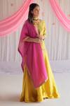 Buy_Shorshe Clothing_Pink Chitkan Organza Dupatta_at_Aza_Fashions