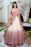 Buy_Varun Chakkilam_Beige Silk Organza Embroidered Lehenga Set_at_Aza_Fashions