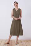 Buy_The Summer House_Green Arandi Linen Wrap Dress_at_Aza_Fashions