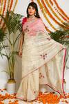 Buy_Ruar India_Gold Zaynab Tissue Embroidered Saree Set_at_Aza_Fashions