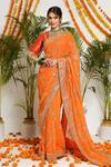 Buy_Ruar India_Orange Mehrab Chiffon Saree With Blouse_at_Aza_Fashions