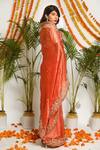Shop_Ruar India_Orange Zareen Tissue Saree With Blouse_at_Aza_Fashions