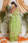 Shop_Ruar India_Green Panna Tissue Saree With Blouse_at_Aza_Fashions