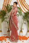 Shop_Ruar India_Pink Sunehra Tissue Saree With Blouse_at_Aza_Fashions