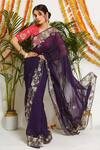 Buy_Ruar India_Purple Pure Georgette Jamuni Cutwork Saree With Blouse_at_Aza_Fashions