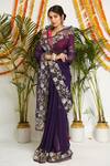 Shop_Ruar India_Purple Pure Georgette Jamuni Cutwork Saree With Blouse_at_Aza_Fashions