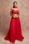 Buy_Shehlaa Khan_Red Lace Work Choli Lehenga Set_at_Aza_Fashions