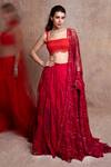 Buy_Shehlaa Khan_Red Lace Work Lehenga Set_at_Aza_Fashions