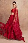 Shop_Shehlaa Khan_Red Lace Work Lehenga Set_at_Aza_Fashions