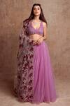 Buy_Shehlaa Khan_Purple Gathered Front Slit Lehenga Set_at_Aza_Fashions